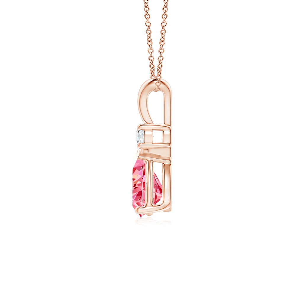 7x5mm Labgrown Lab-Grown Fancy Intense Pink Diamond Teardrop Pendant in Rose Gold - side 199