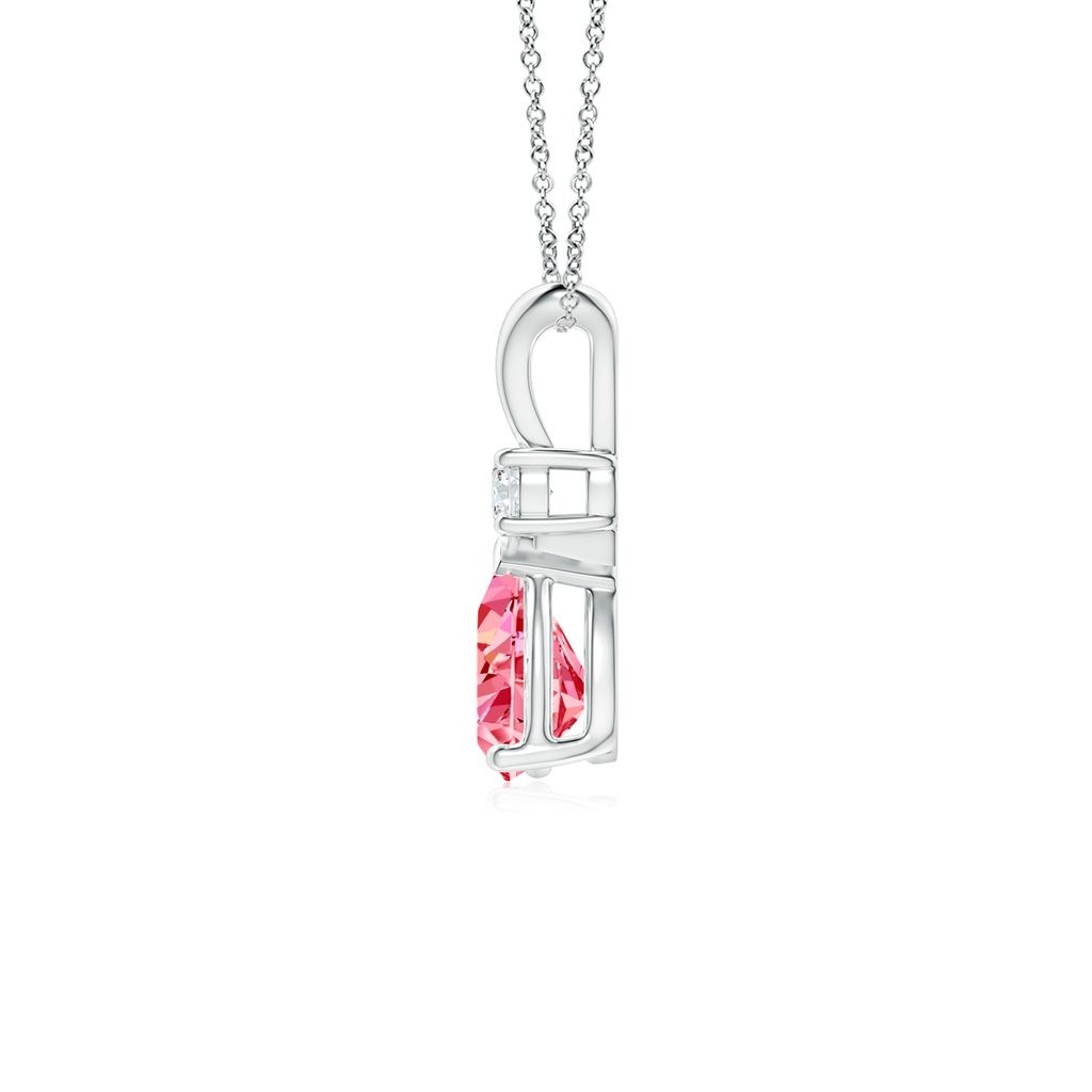 7x5mm Labgrown Lab-Grown Fancy Intense Pink Diamond Teardrop Pendant in White Gold - side 199