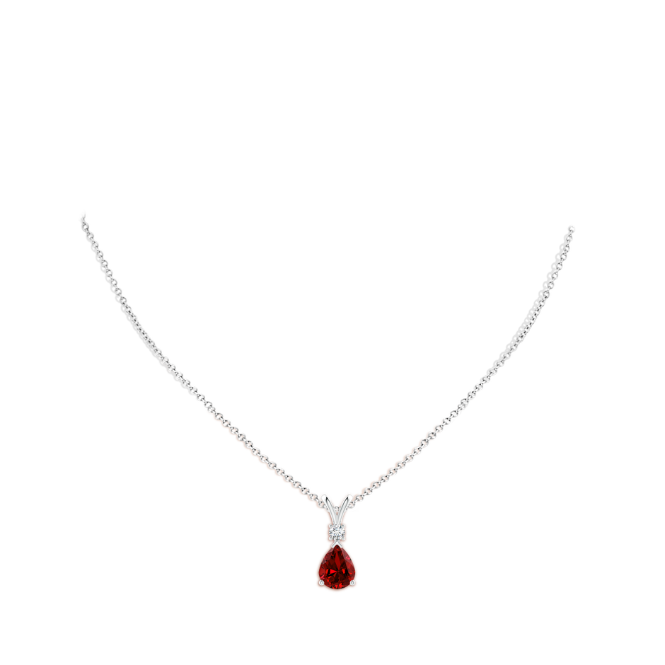 10x8mm Labgrown Lab-Grown Ruby Teardrop Pendant with Lab Diamond in P950 Platinum pen