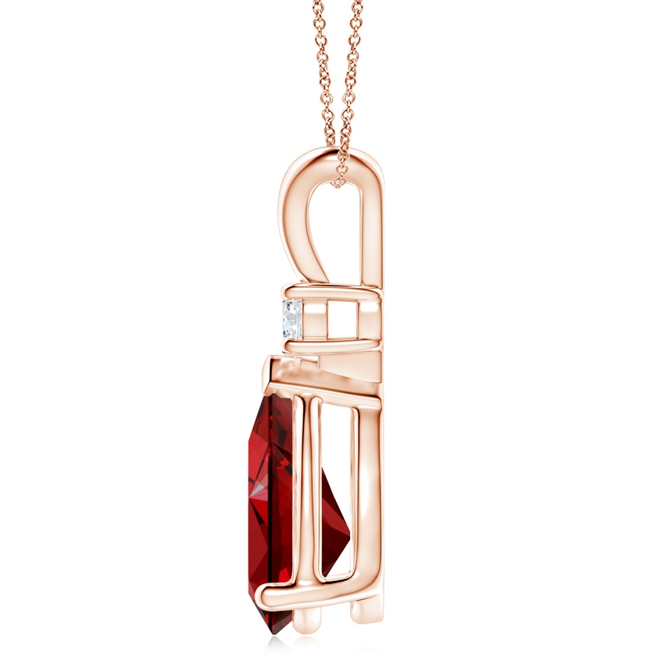 14x10mm Labgrown Lab-Grown Ruby Teardrop Pendant with Lab Diamond in 18K Rose Gold side 199