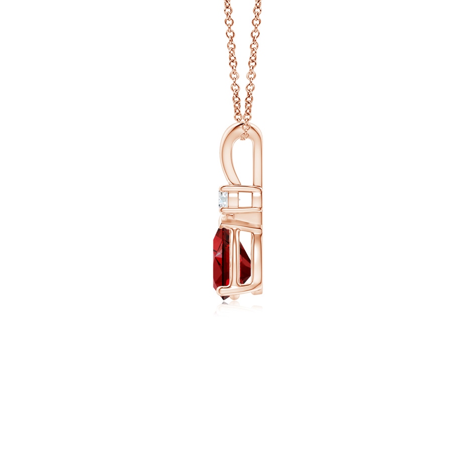 6x4mm Labgrown Lab-Grown Ruby Teardrop Pendant with Lab Diamond in Rose Gold side 199
