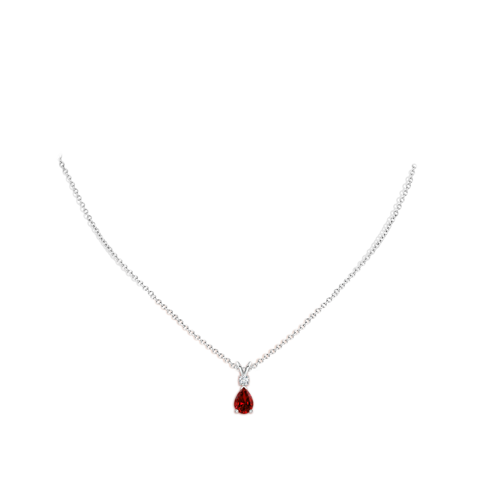 7x5mm Labgrown Lab-Grown Ruby Teardrop Pendant with Lab Diamond in S999 Silver pen