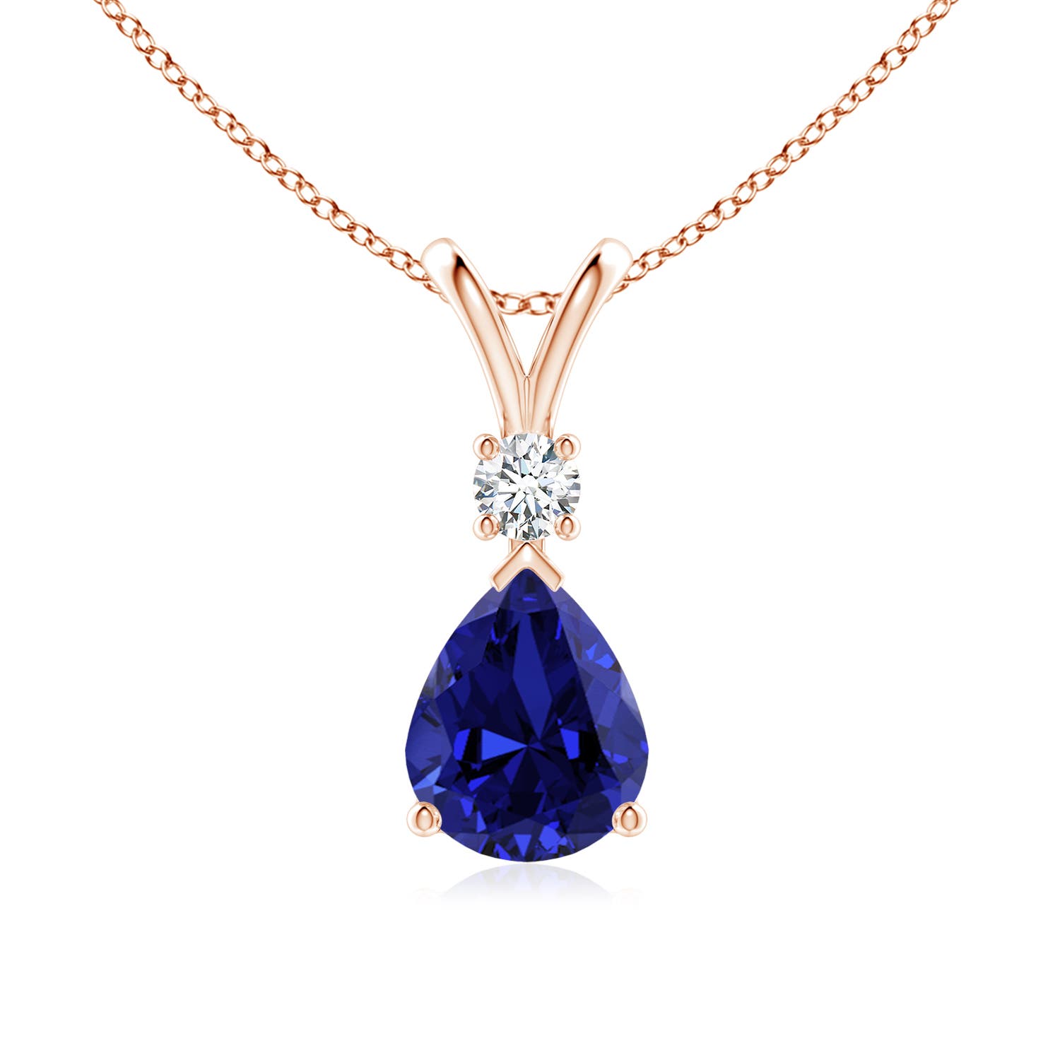 Rose Gold Lab Grown Blue Sapphire Necklaces & Pendants