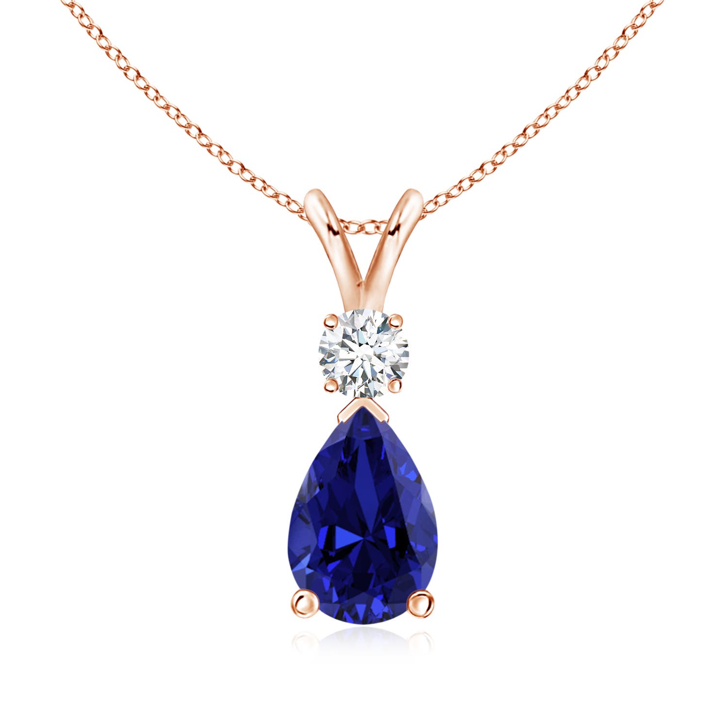 Premium - Lab-Grown Blue Sapphire / 1.68 CT / 18 KT Rose Gold