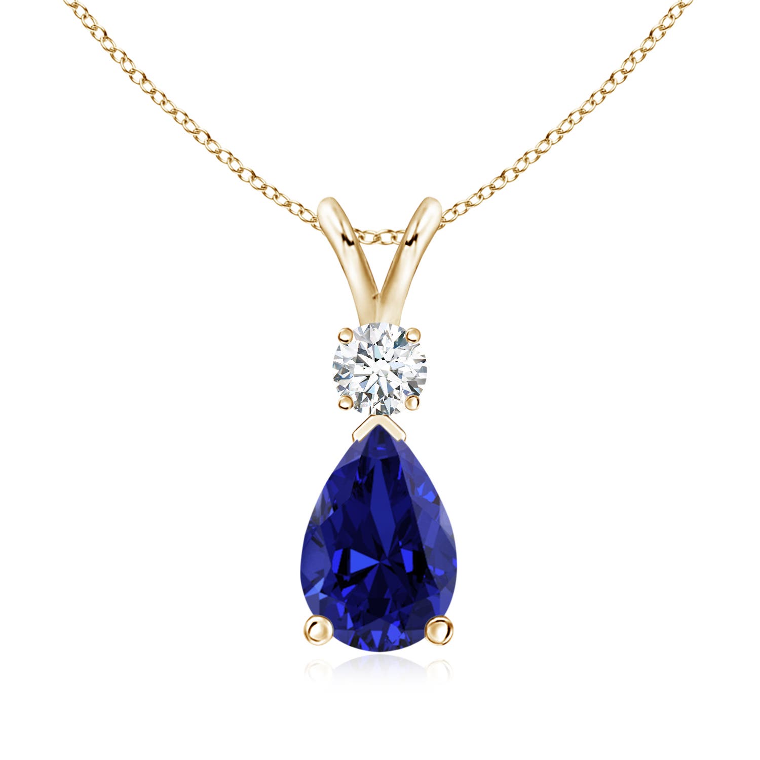 Premium - Lab-Grown Blue Sapphire / 1.68 CT / 18 KT Yellow Gold