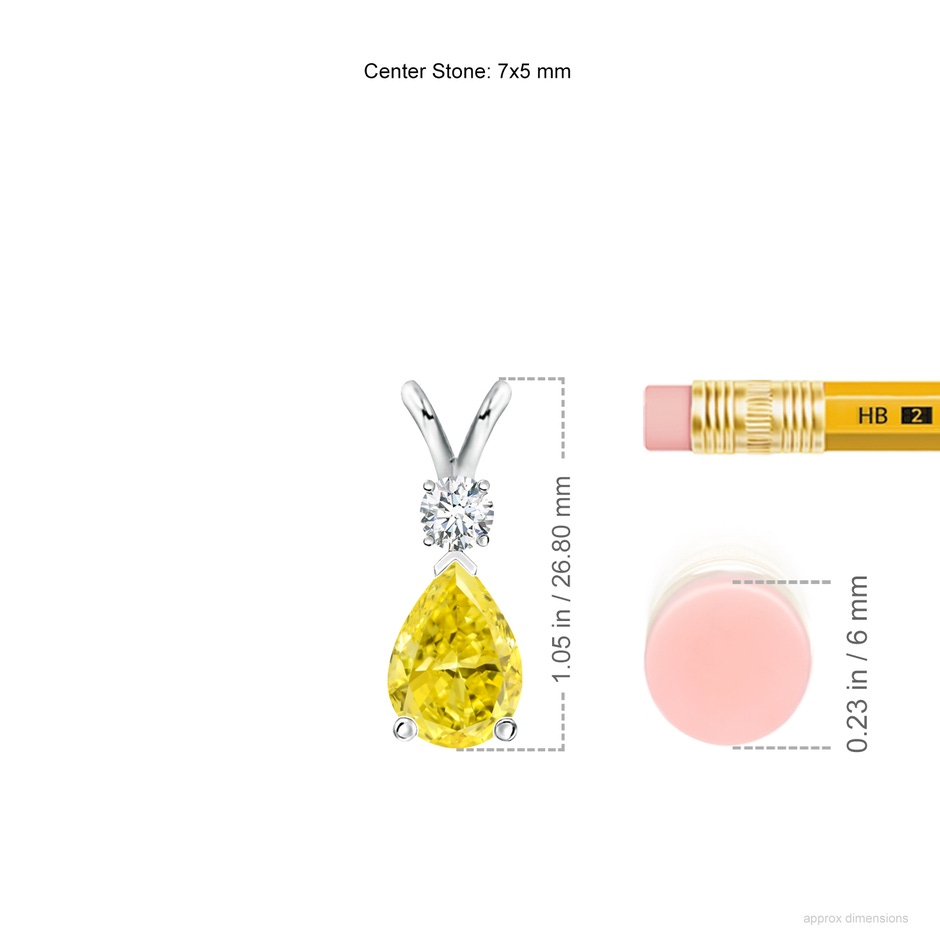 7x5mm Labgrown Lab-Grown Fancy Intense Yellow Diamond Teardrop Pendant in P950 Platinum ruler