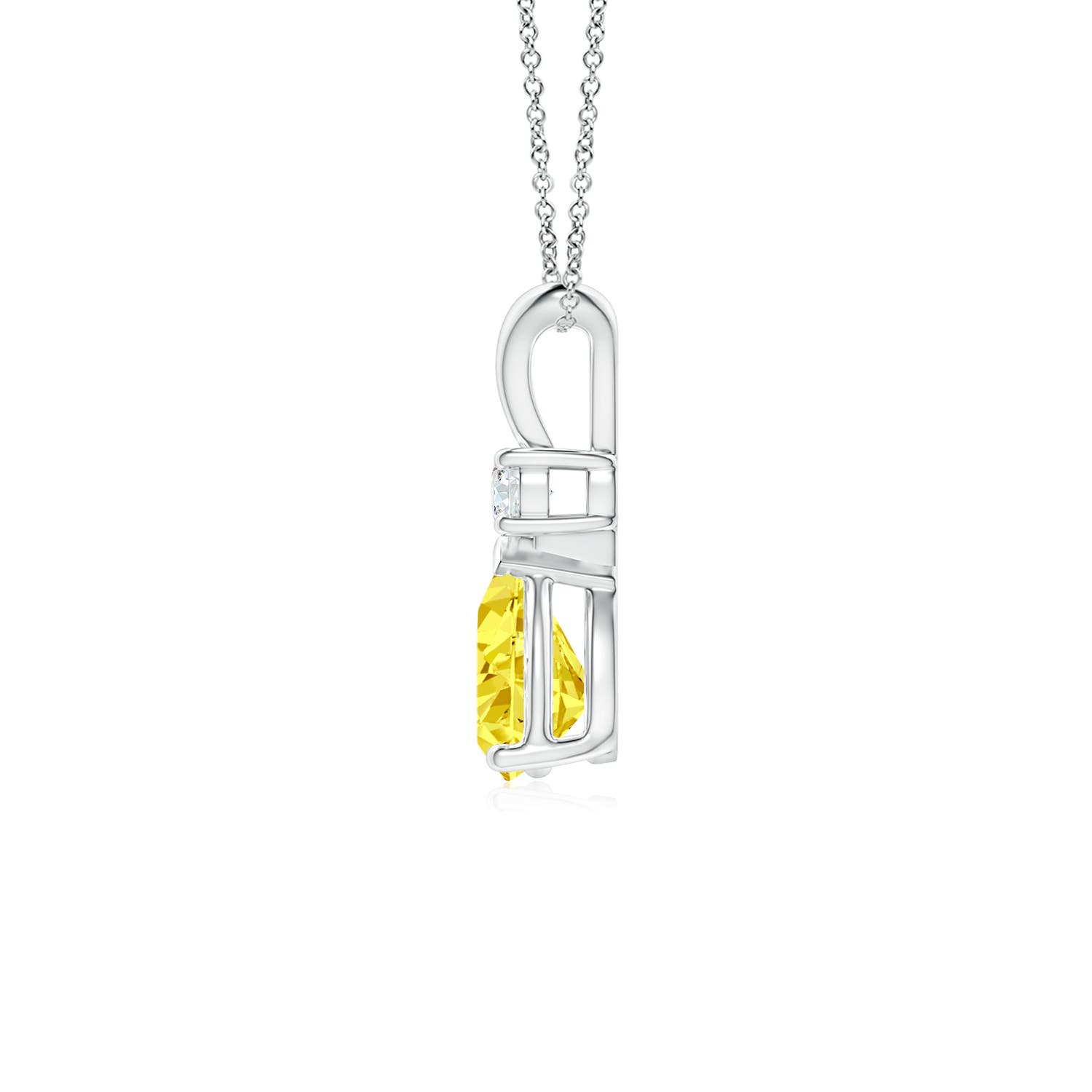 Genuine Peridot and Lab Grown Diamond Silver Teardrop Crossover Pendant Necklace