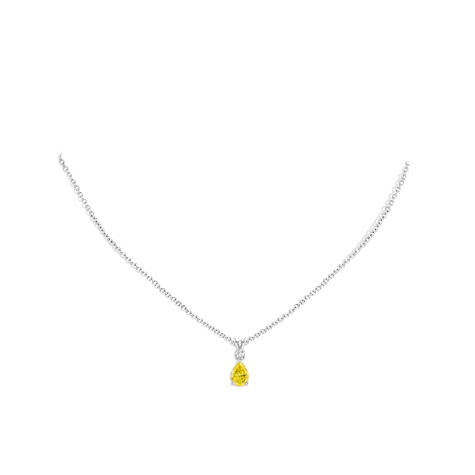 7x5mm Labgrown Lab-Grown Fancy Intense Yellow Diamond Teardrop Pendant in White Gold pen