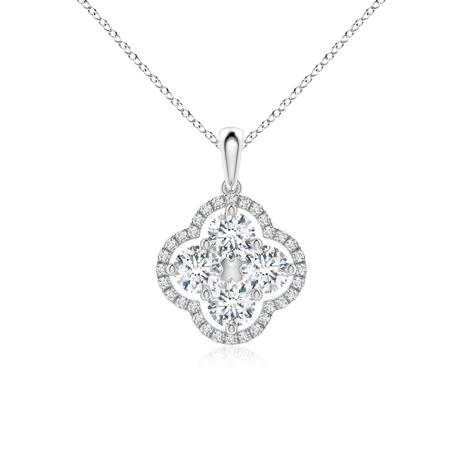 4.1mm FGVS Lab-Grown Diamond Clover Pendant in 18K White Gold
