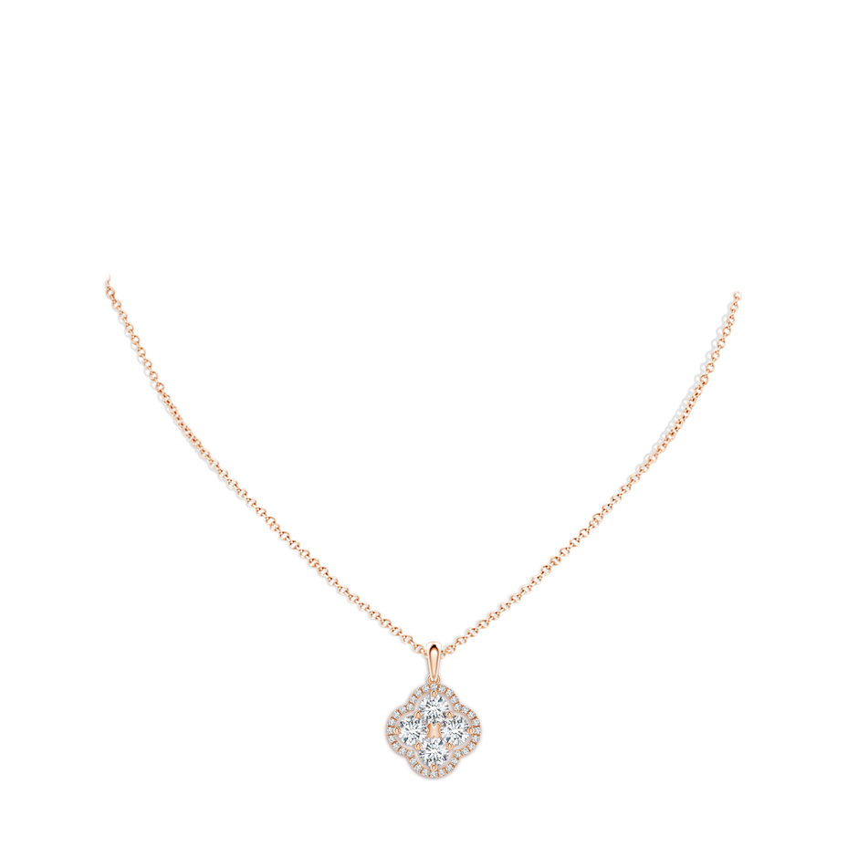 4.1mm FGVS Lab-Grown Diamond Clover Pendant in Rose Gold pen
