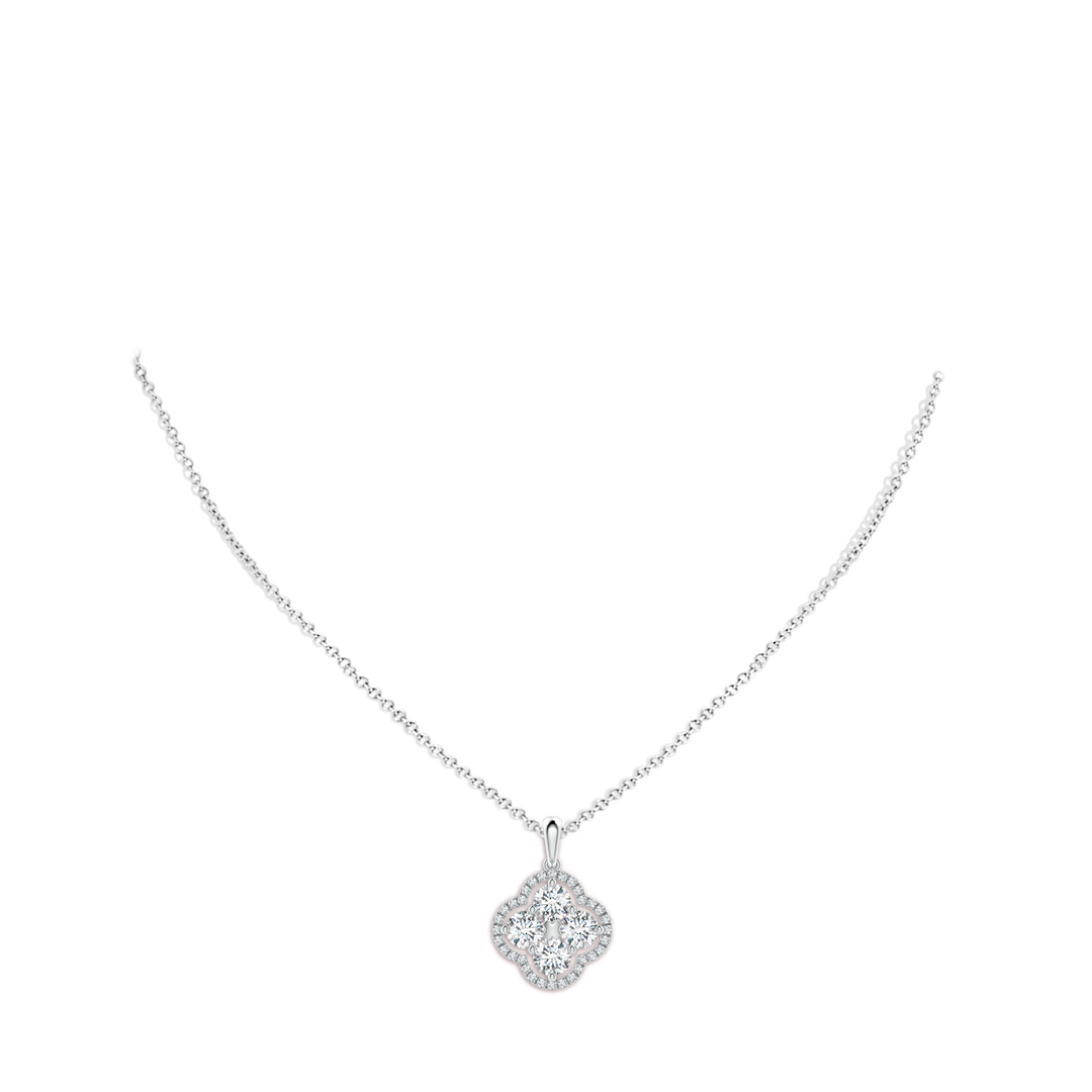 4.1mm FGVS Lab-Grown Diamond Clover Pendant in White Gold - body_neck