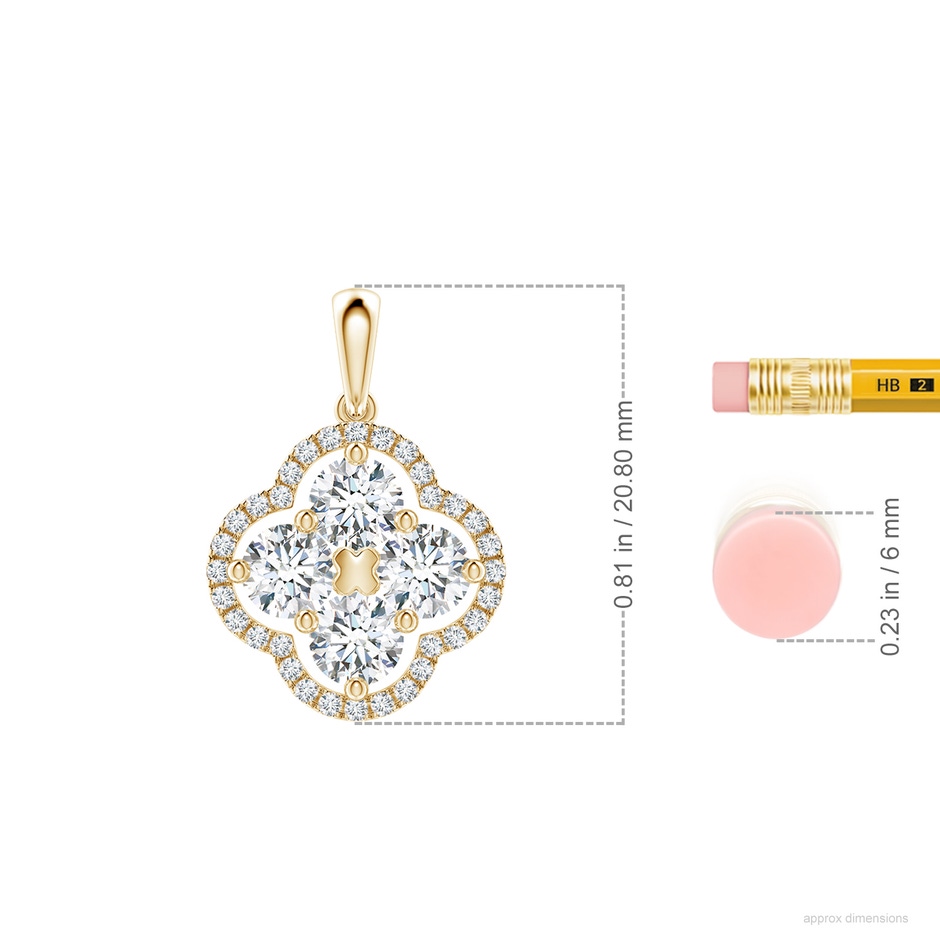 4.1mm FGVS Lab-Grown Diamond Clover Pendant in Yellow Gold ruler