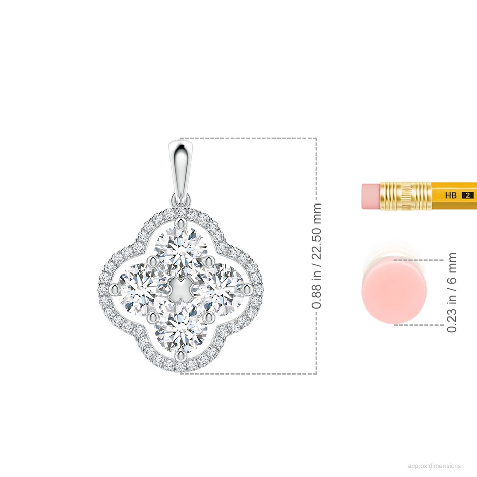 4.5mm FGVS Lab-Grown Diamond Clover Pendant in White Gold ruler