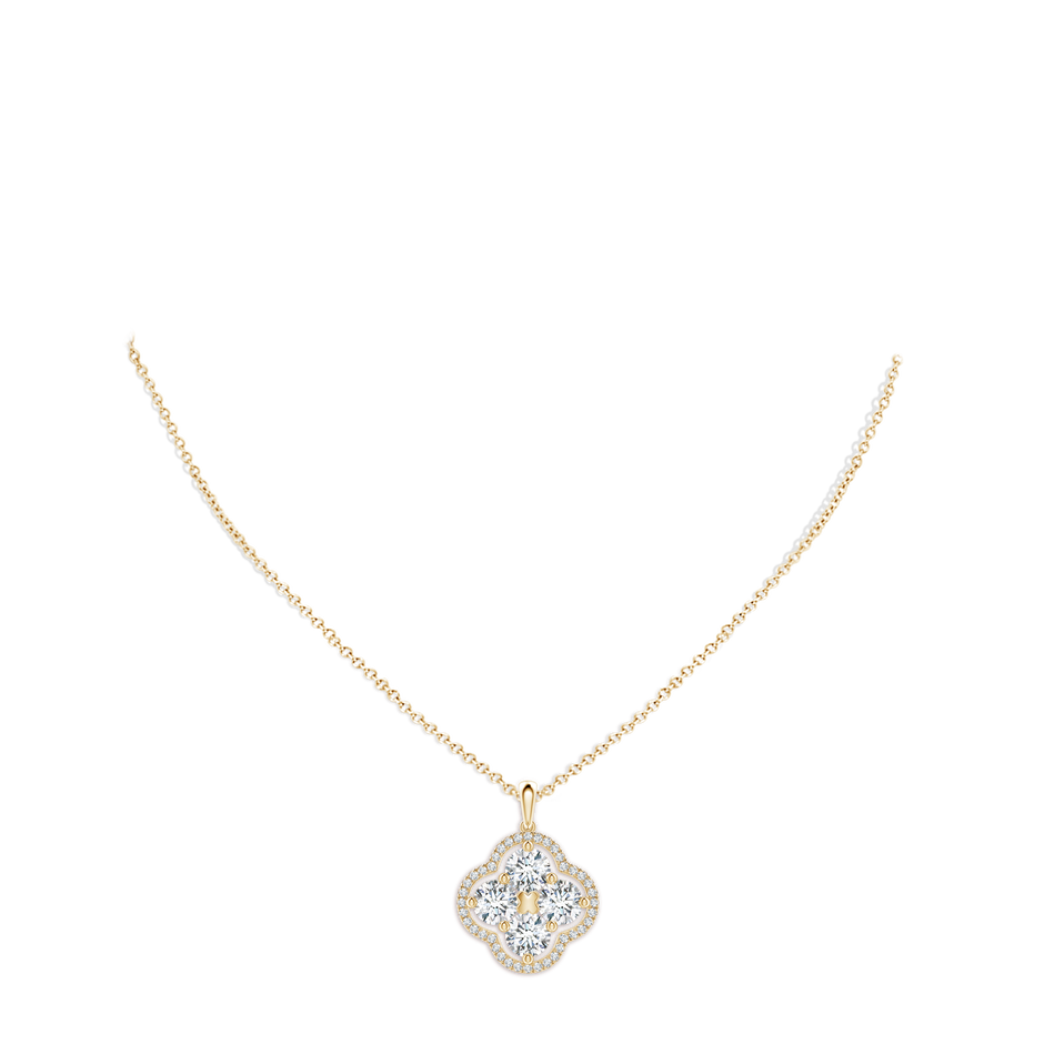 5.1mm FGVS Lab-Grown Diamond Clover Pendant in 18K Yellow Gold pen