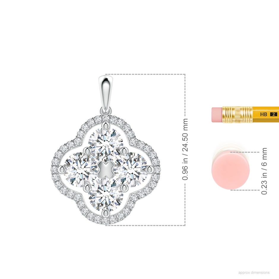 5.1mm FGVS Lab-Grown Diamond Clover Pendant in White Gold ruler