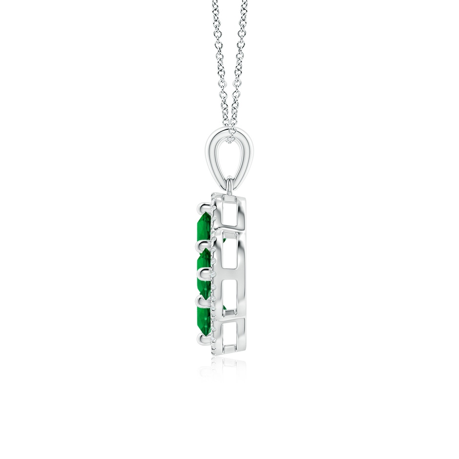 4.5mm Labgrown Lab-Grown Diamond Framed Lab Emerald Clover Pendant in 18K White Gold side 199