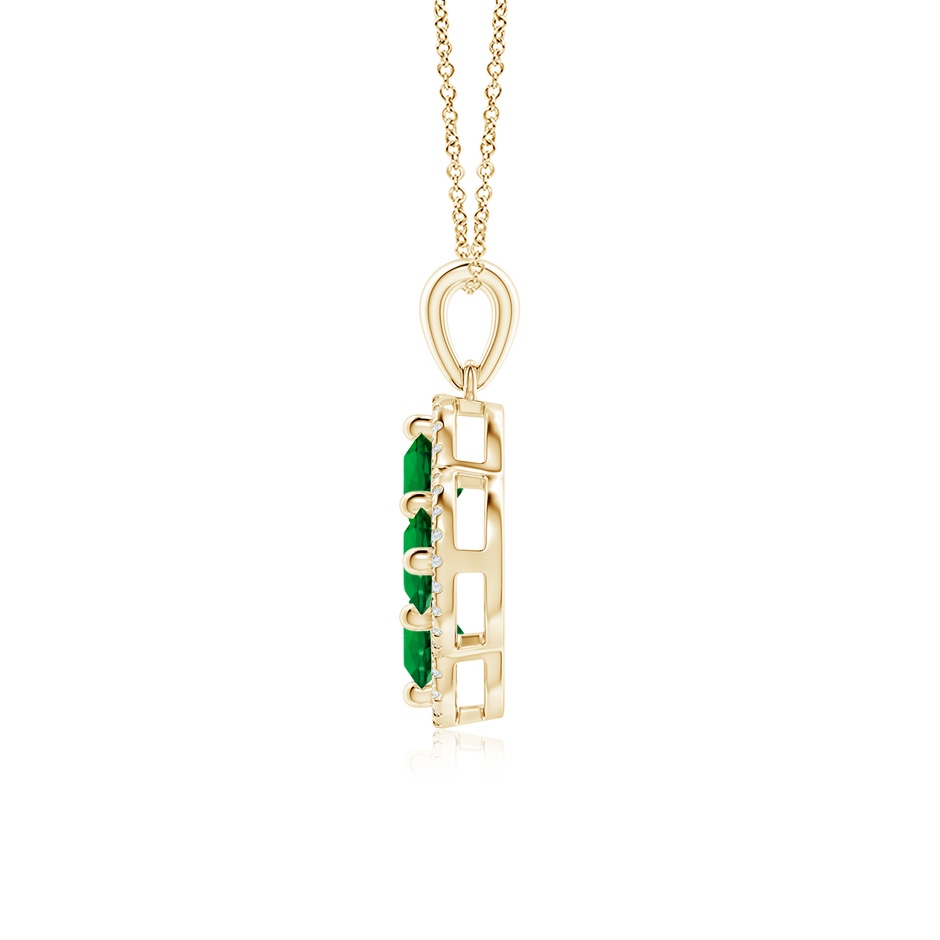 4.5mm Labgrown Lab-Grown Diamond Framed Lab Emerald Clover Pendant in 18K Yellow Gold side 199