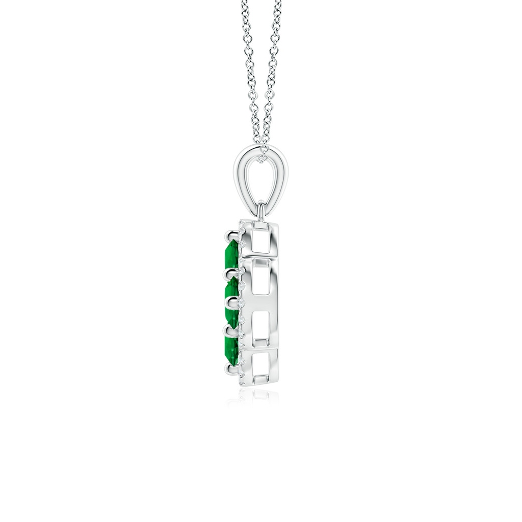4mm Labgrown Lab-Grown Diamond Framed Lab Emerald Clover Pendant in White Gold Side 199
