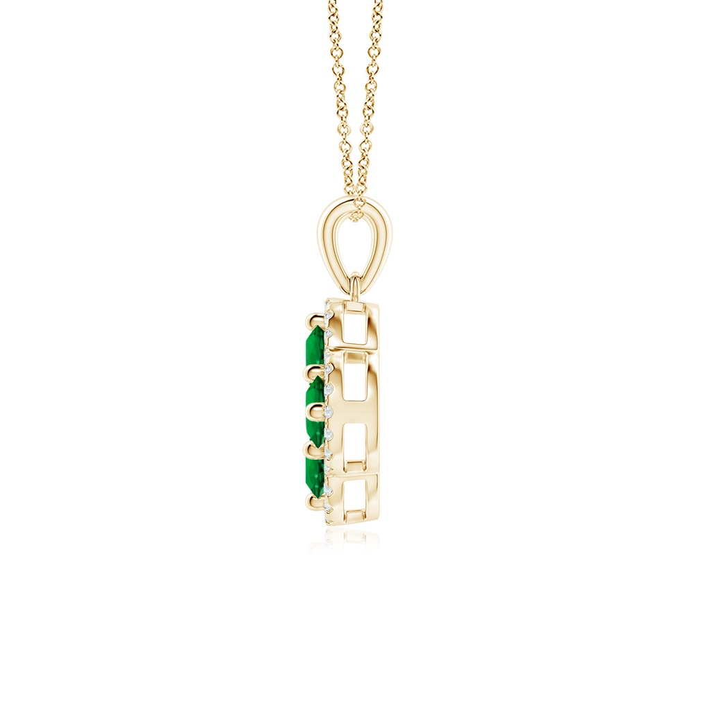 4mm Labgrown Lab-Grown Diamond Framed Lab Emerald Clover Pendant in Yellow Gold - side 199