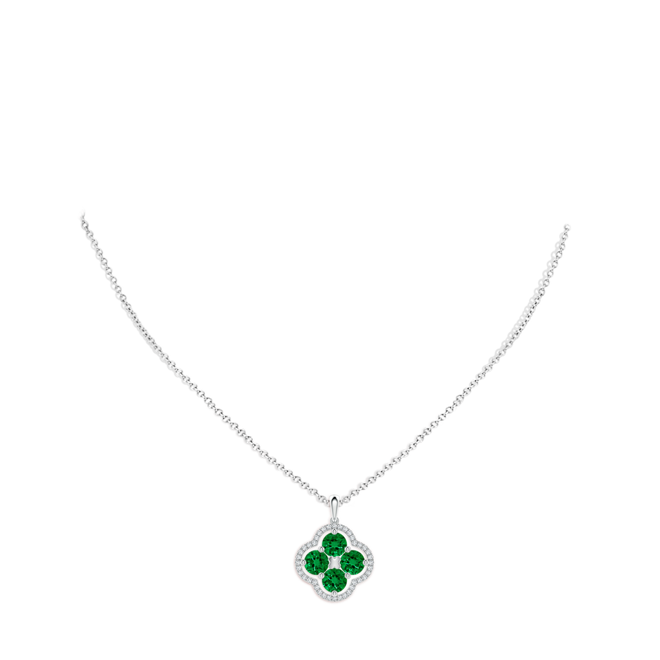 5mm Labgrown Lab-Grown Diamond Framed Lab Emerald Clover Pendant in P950 Platinum pen