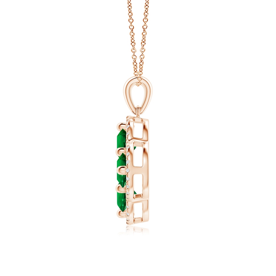 5mm Labgrown Lab-Grown Diamond Framed Lab Emerald Clover Pendant in Rose Gold side 199