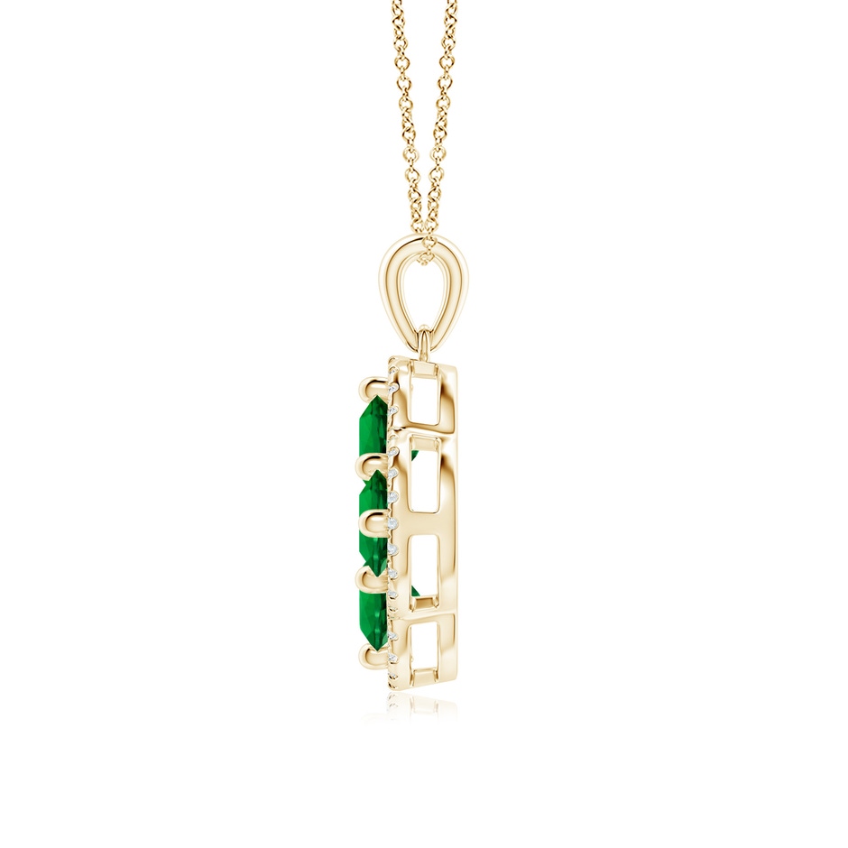 5mm Labgrown Lab-Grown Diamond Framed Lab Emerald Clover Pendant in Yellow Gold side 199