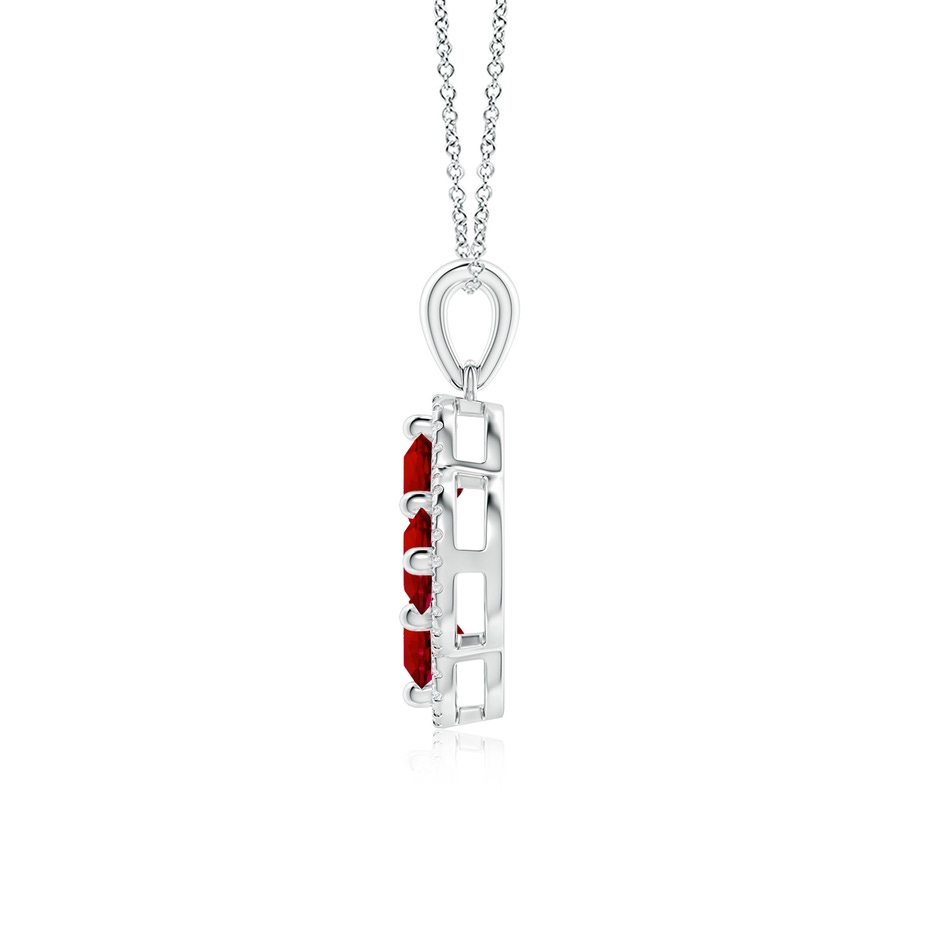 4.5mm Labgrown Lab-Grown Diamond Framed Lab Ruby Clover Pendant in White Gold side 199