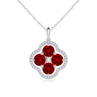 5mm Labgrown Lab-Grown Diamond Framed Lab Ruby Clover Pendant in P950 Platinum