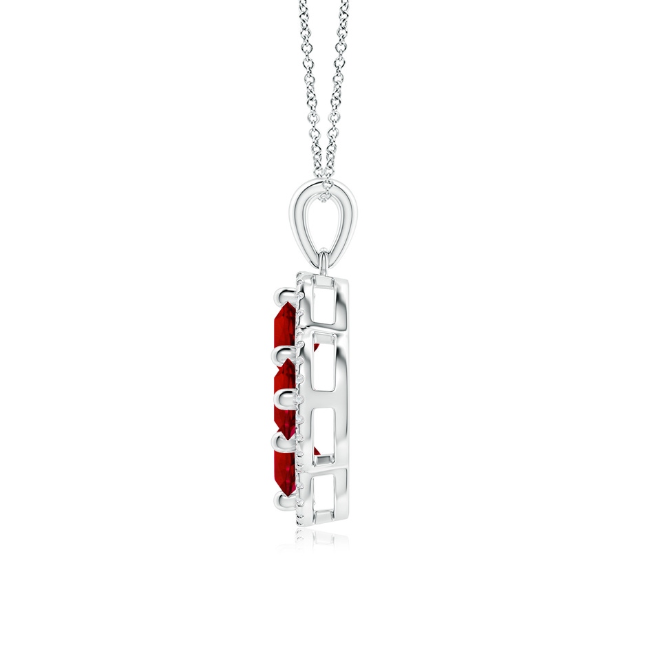 5mm Labgrown Lab-Grown Diamond Framed Lab Ruby Clover Pendant in P950 Platinum side 199