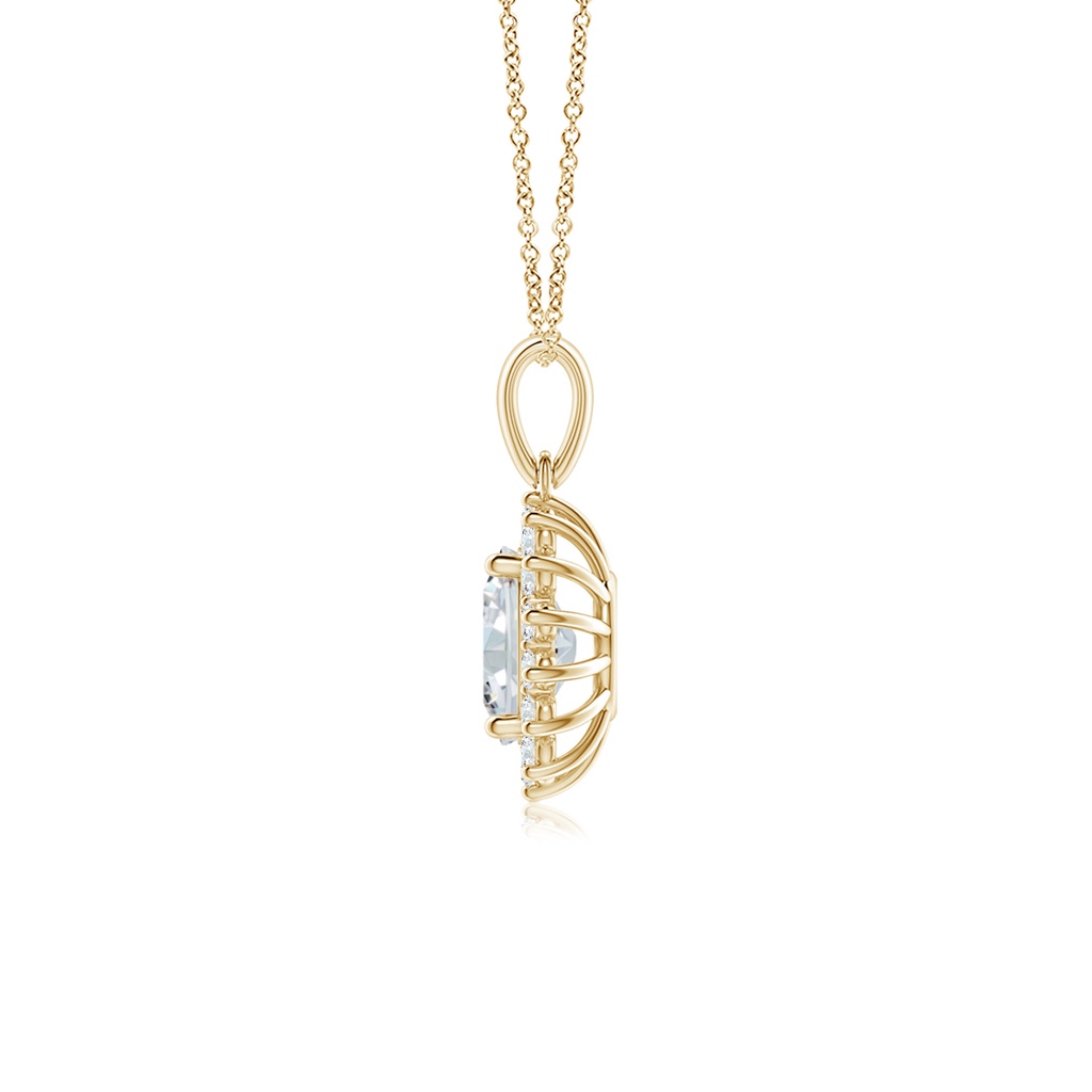 7.3x5.2mm FGVS Lab-Grown Oval Diamond Pendant with Floral Halo in Yellow Gold Side 199