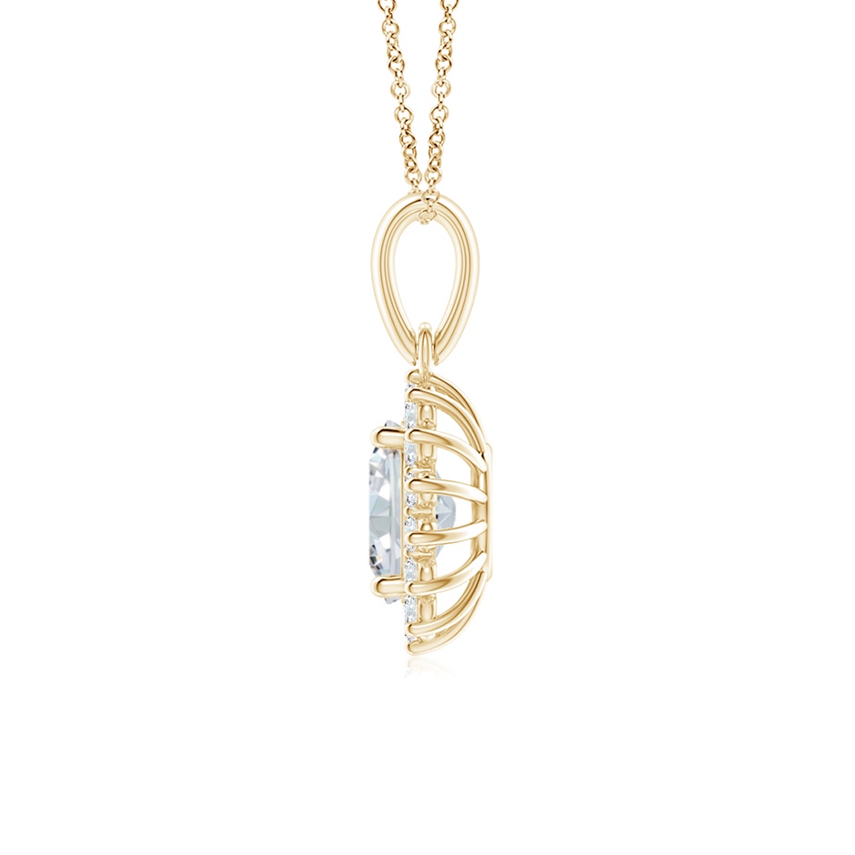 7.3x5.2mm FGVS Lab-Grown Oval Diamond Pendant with Floral Halo in Yellow Gold side 199