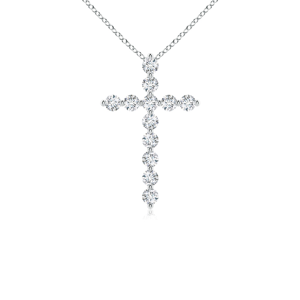 2.8mm FGVS Lab-Grown Round Diamond Cross Pendant in 18K White Gold