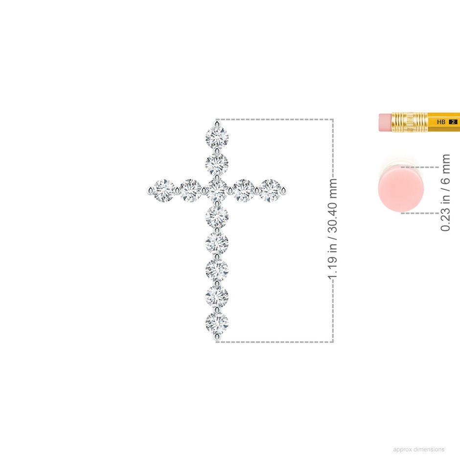 2.8mm FGVS Lab-Grown Round Diamond Cross Pendant in 18K White Gold ruler