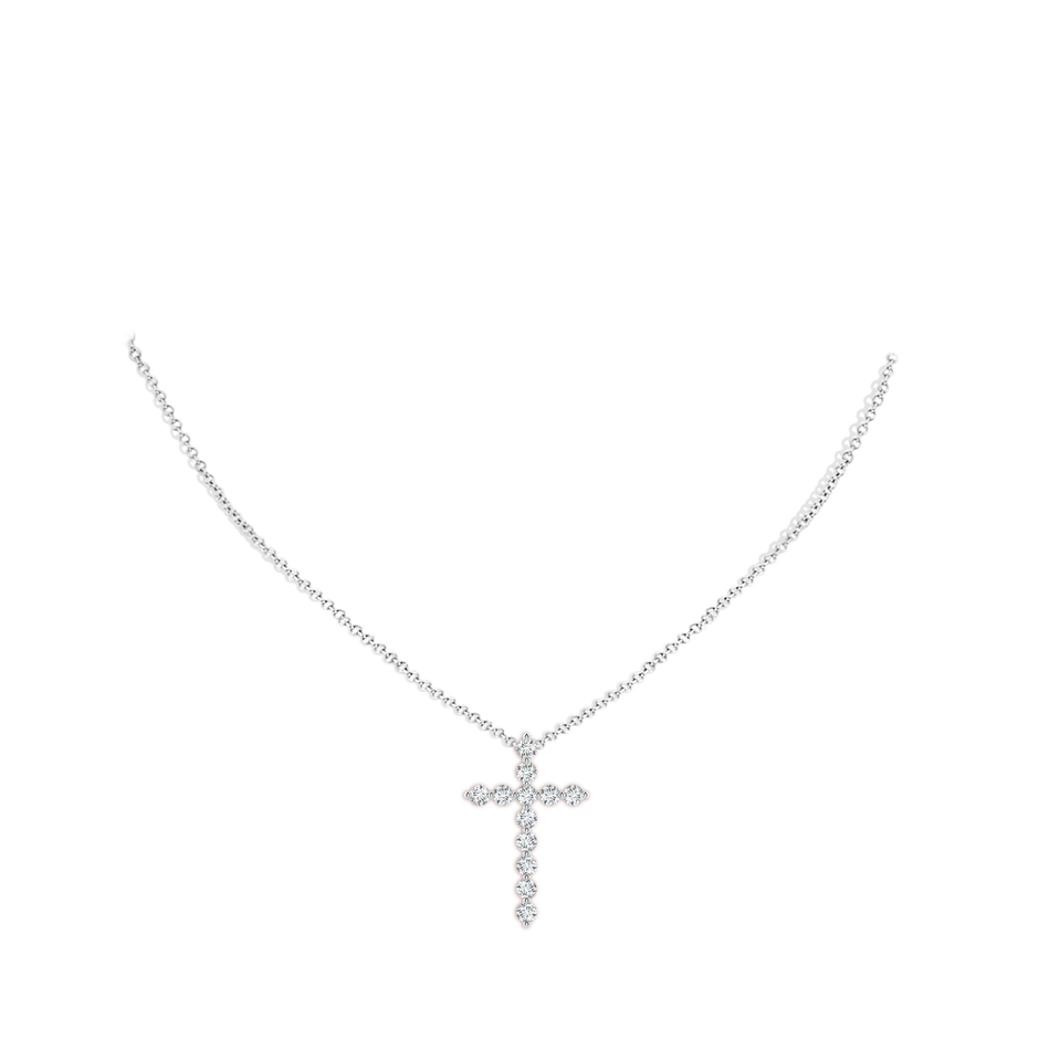 2.8mm FGVS Lab-Grown Round Diamond Cross Pendant in 18K White Gold pen