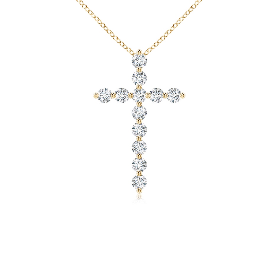 2.8mm FGVS Lab-Grown Round Diamond Cross Pendant in Yellow Gold 