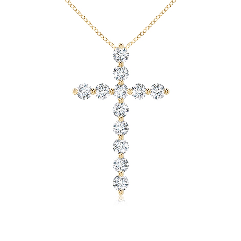 3.2mm FGVS Lab-Grown Round Diamond Cross Pendant in 18K Yellow Gold 