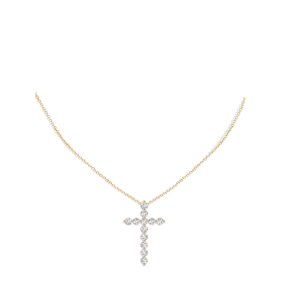 3.2mm FGVS Lab-Grown Round Diamond Cross Pendant in 18K Yellow Gold pen