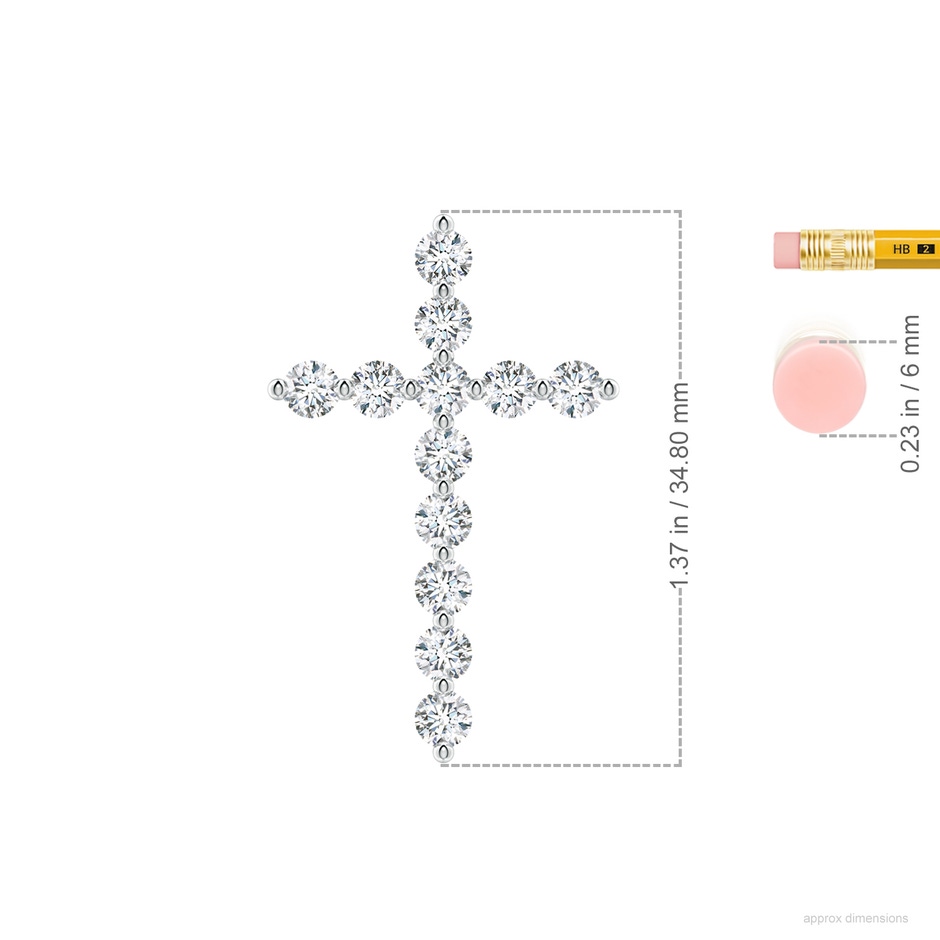 3.2mm FGVS Lab-Grown Round Diamond Cross Pendant in P950 Platinum ruler