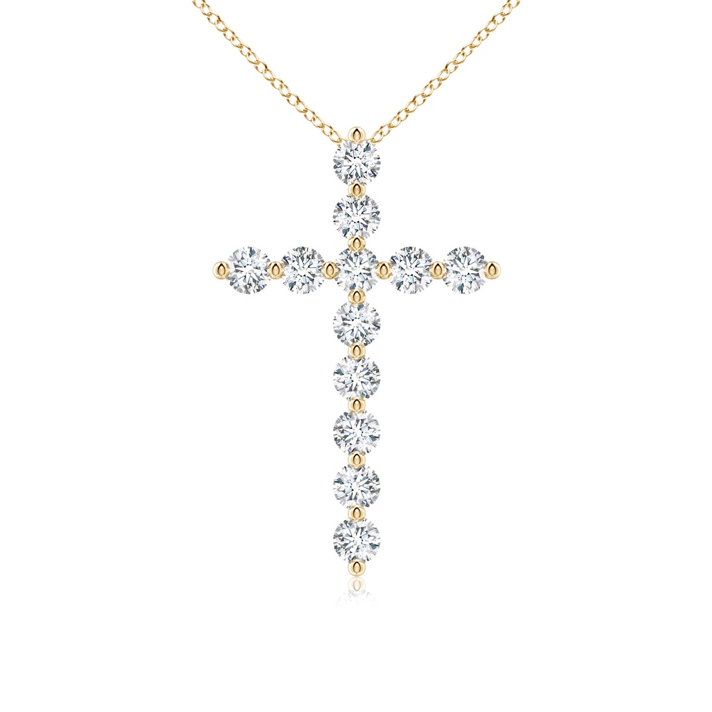 3.2mm FGVS Lab-Grown Round Diamond Cross Pendant in Yellow Gold