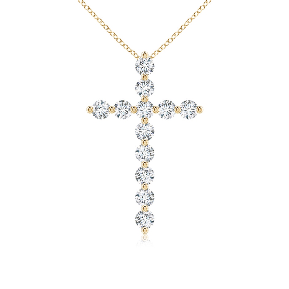 3.2mm FGVS Lab-Grown Round Diamond Cross Pendant in Yellow Gold 