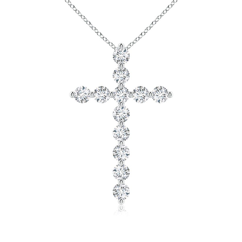3.6mm FGVS Lab-Grown Round Diamond Cross Pendant in 18K White Gold 