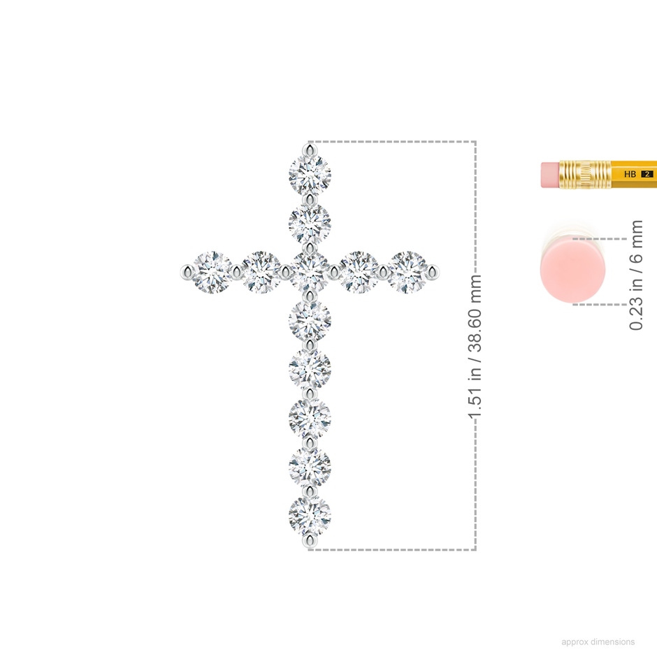 3.6mm FGVS Lab-Grown Round Diamond Cross Pendant in 18K White Gold ruler