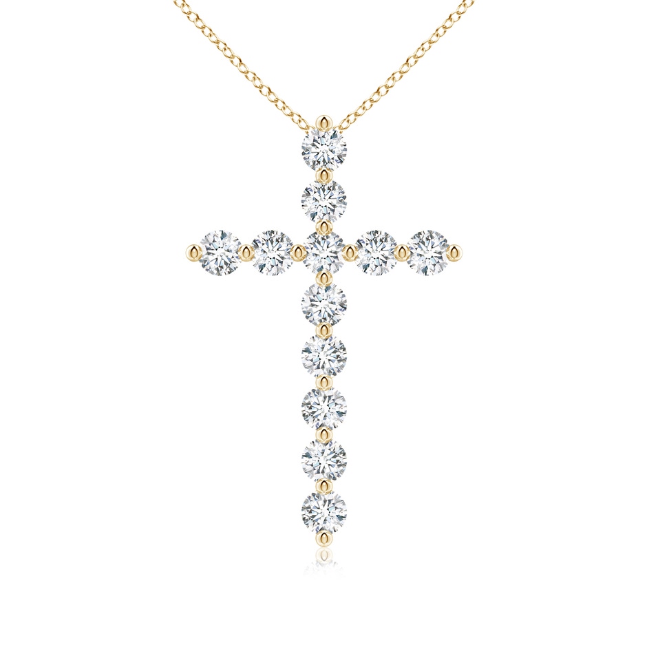3.6mm FGVS Lab-Grown Round Diamond Cross Pendant in Yellow Gold 