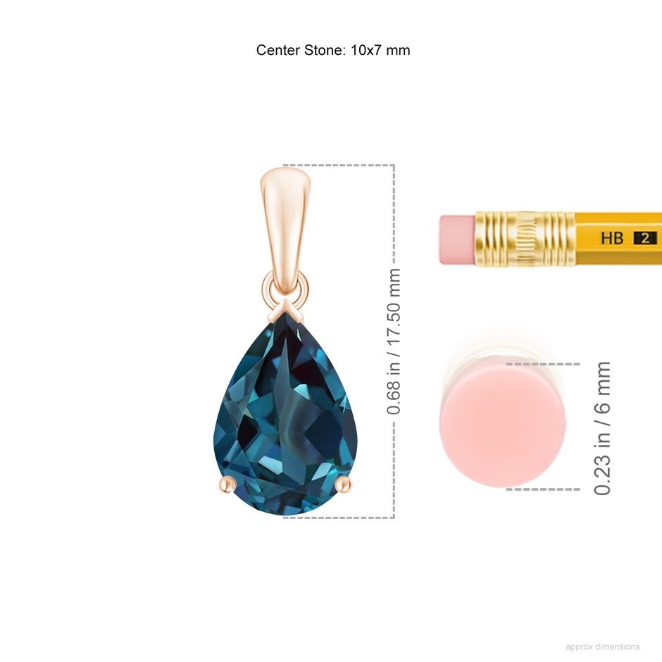 10x7mm Labgrown Pear-Shaped Lab-Grown Alexandrite Solitaire Pendant in 18K Rose Gold ruler