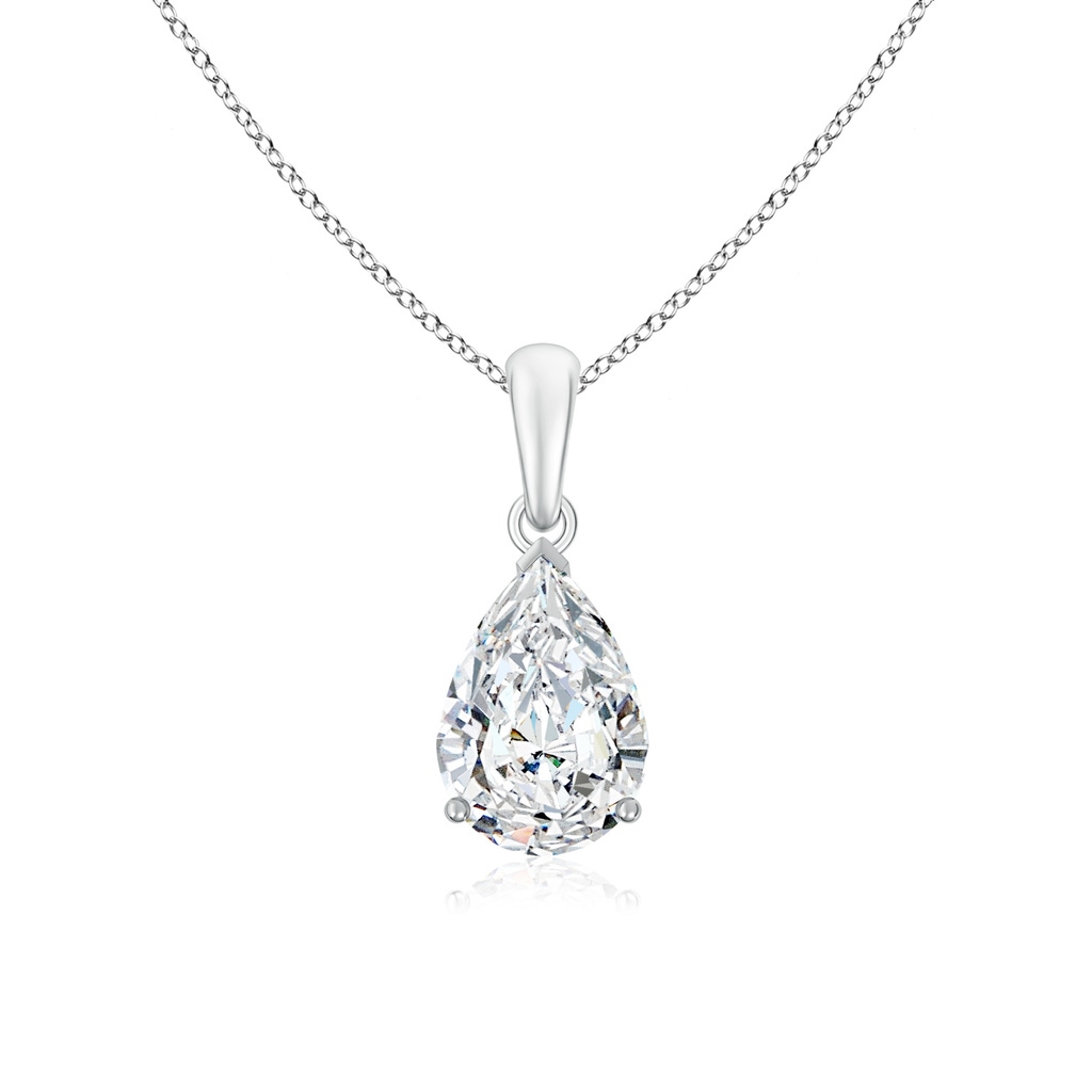 10x6.5mm FGVS Lab-Grown Pear-Shaped Diamond Solitaire Pendant in S999 Silver