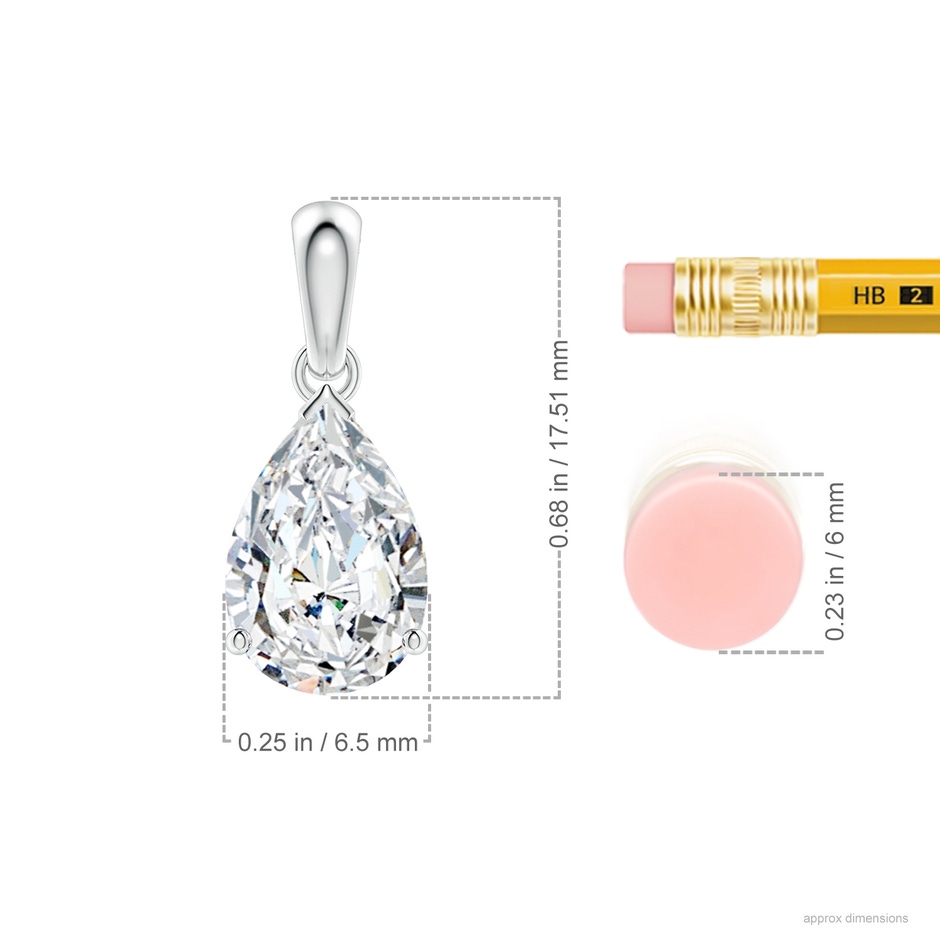 10x6.5mm FGVS Prong-Set Pear Lab-Grown Diamond Solitaire Pendant in S999 Silver ruler