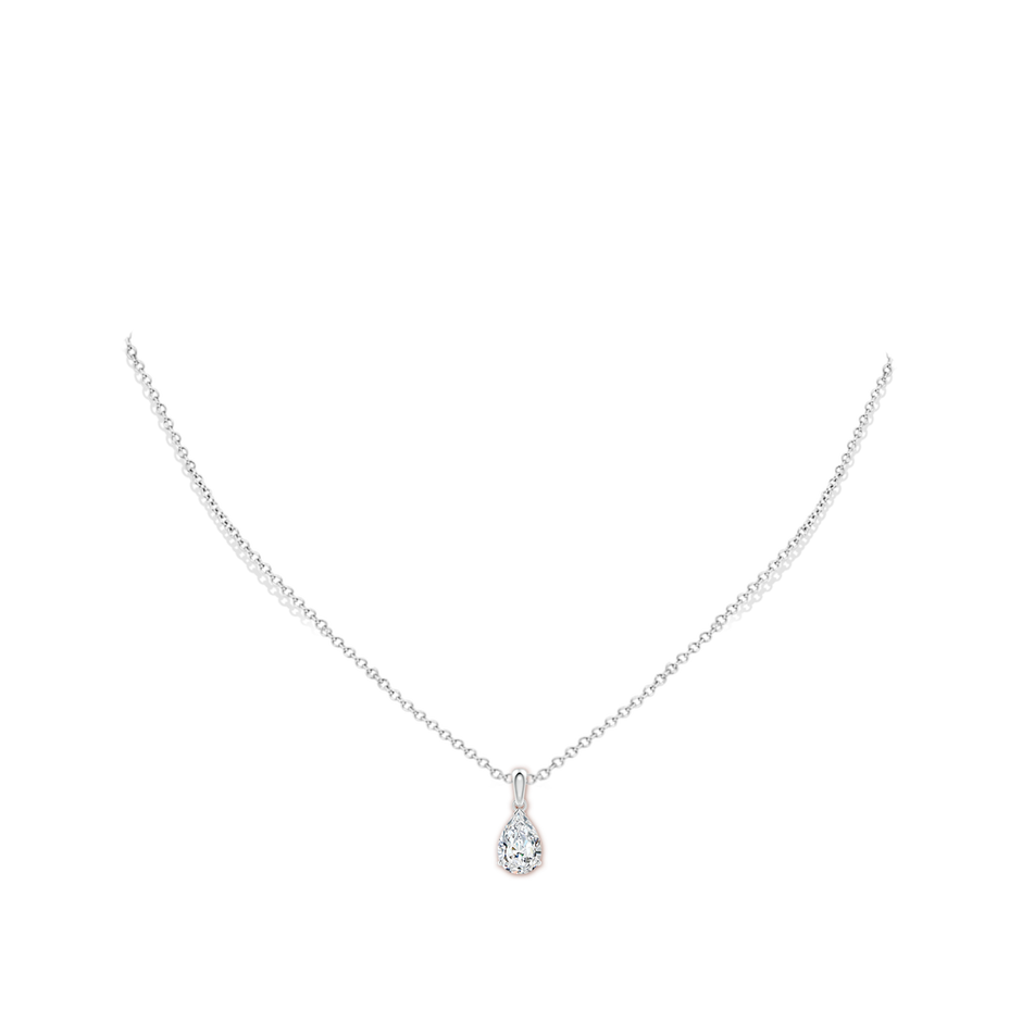 10x6.5mm FGVS Prong-Set Pear Lab-Grown Diamond Solitaire Pendant in S999 Silver pen