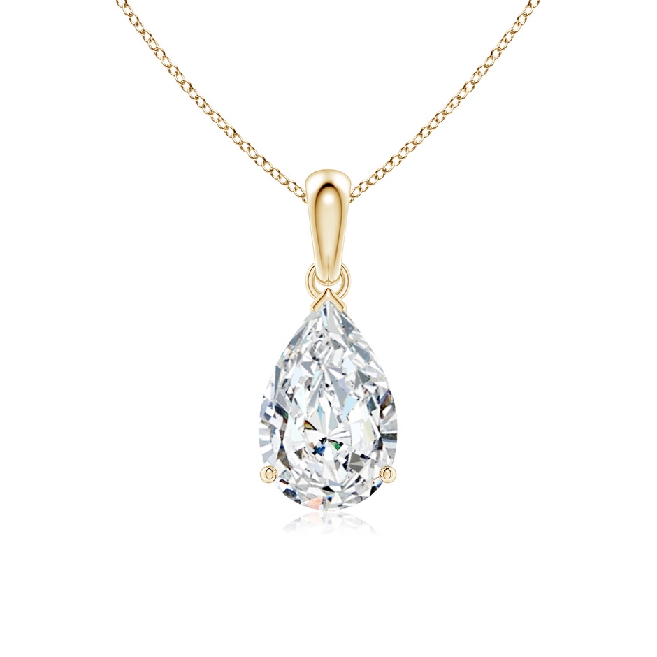 11x7mm FGVS Prong-Set Pear Lab-Grown Diamond Solitaire Pendant in 18K Yellow Gold 
