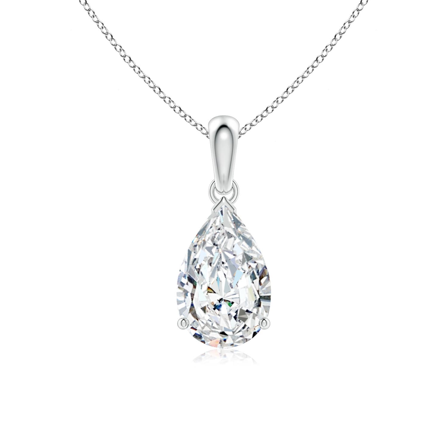 11x7mm FGVS Prong-Set Pear Lab-Grown Diamond Solitaire Pendant in P950 Platinum