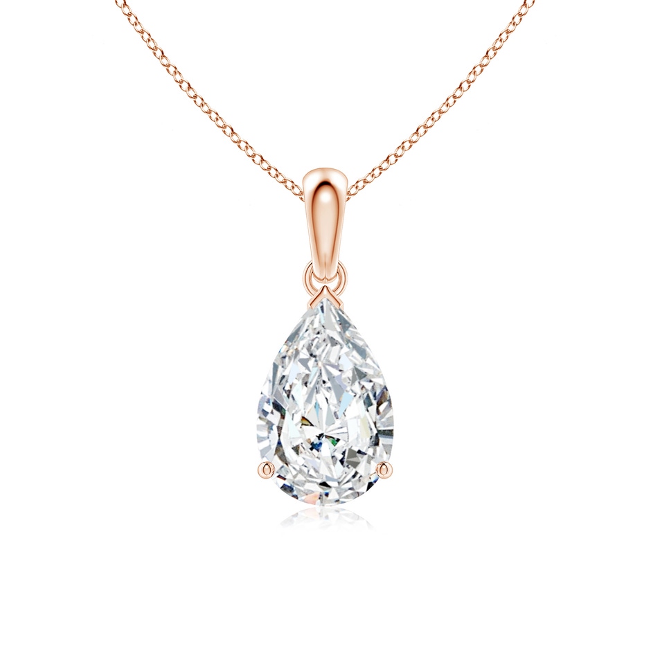 11x7mm FGVS Prong-Set Pear Lab-Grown Diamond Solitaire Pendant in Rose Gold 